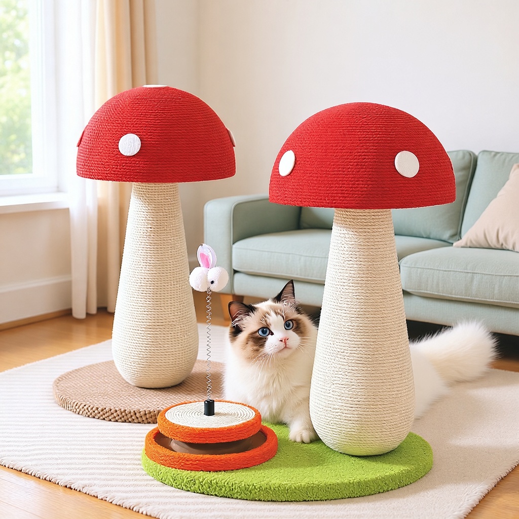 Red Mushroom Sisal Scratching Post