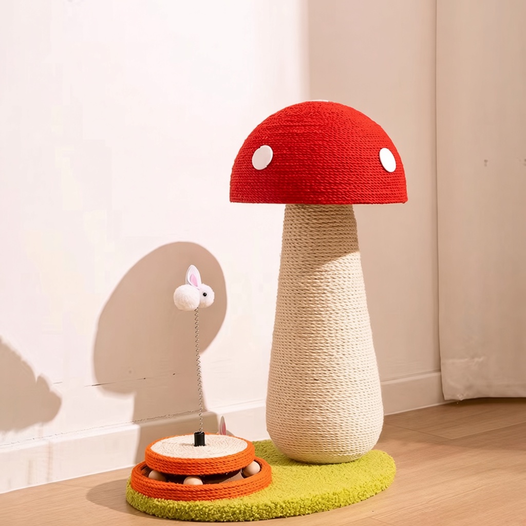 Red Mushroom Sisal Scratching Post