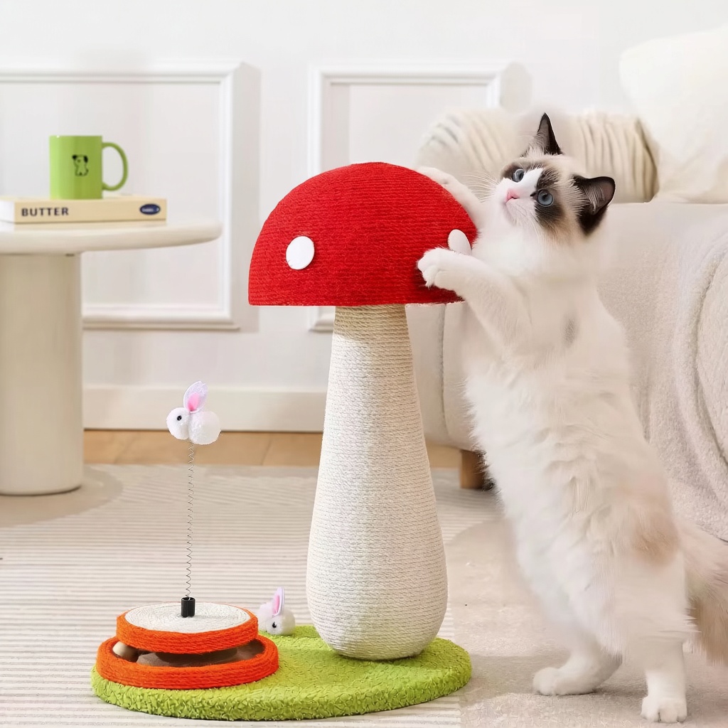 Red Mushroom Sisal Scratching Post
