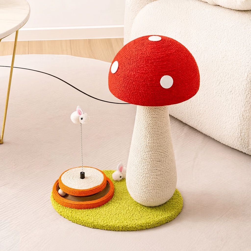 Red Mushroom Sisal Scratching Post