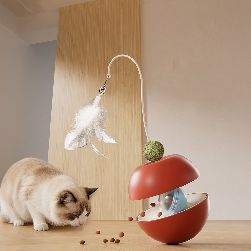 Tumbler Treat Feeder Feather Toy