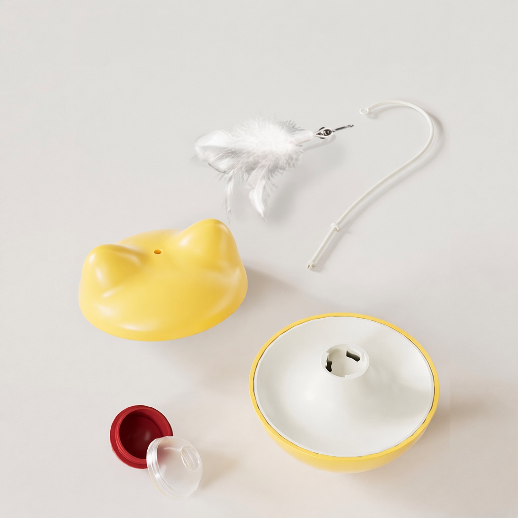 Tumbler Treat Feeder Feather Toy