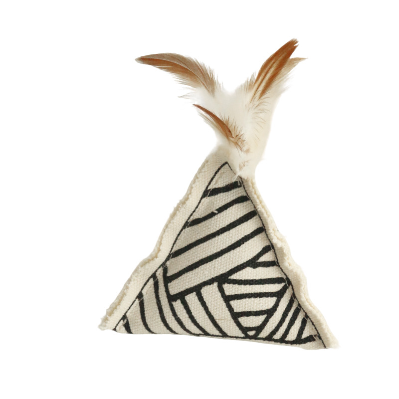 Canvas Geometric Triangle Catnip Feather Toy