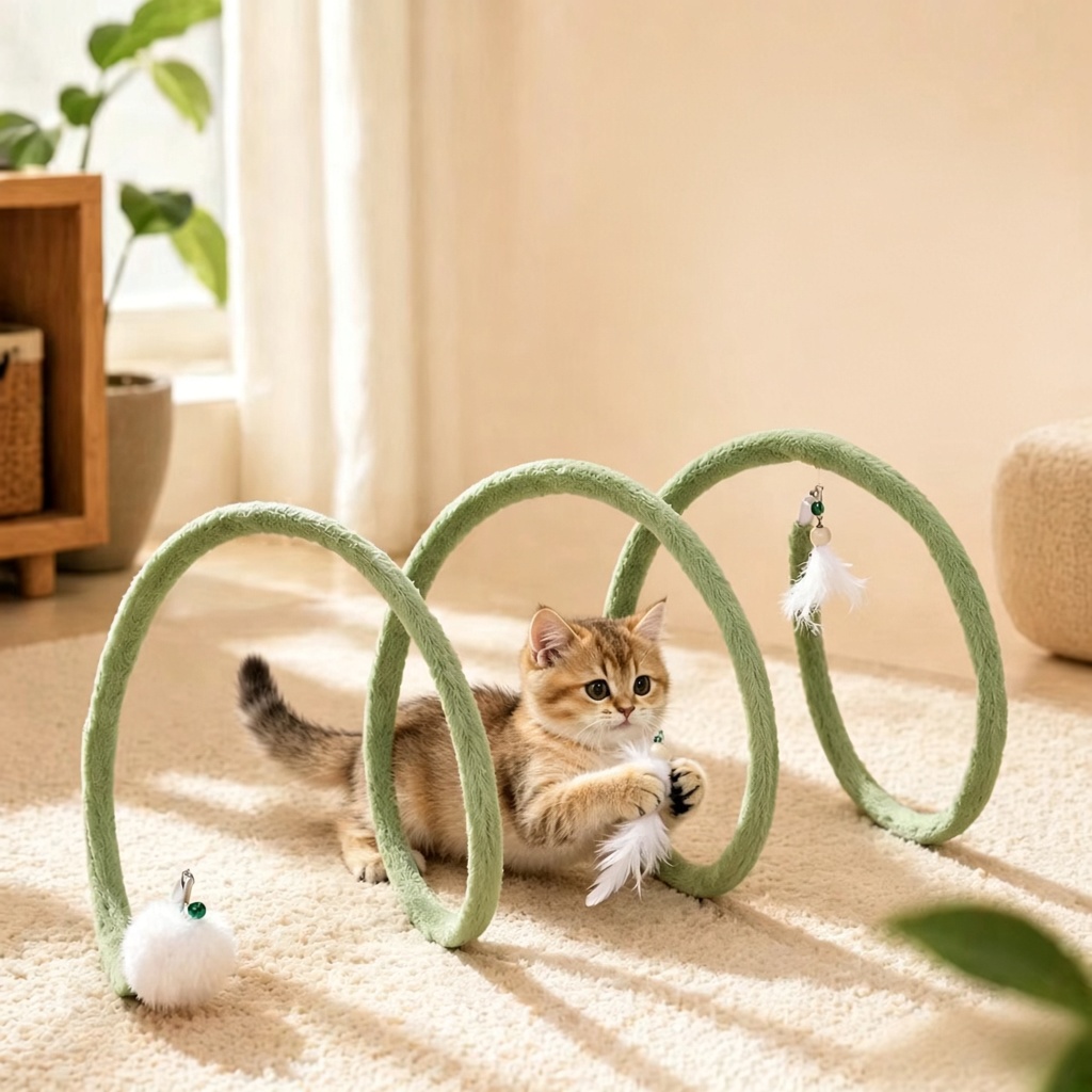 Spiral Plush Cat Spring Toy
