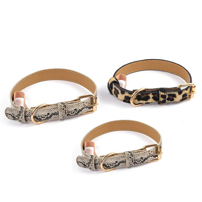 Leopard Print Adjustable PU Pet Collar