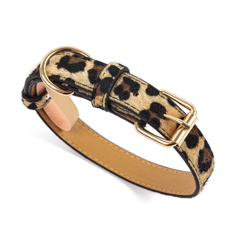 Leopard Print Adjustable PU Pet Collar