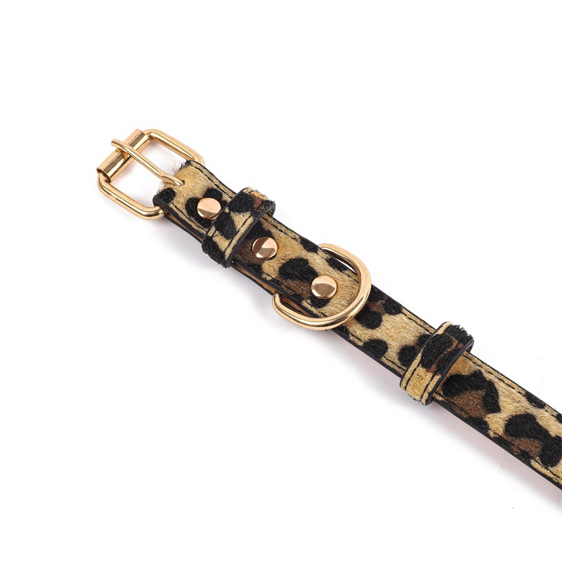 Leopard Print Adjustable PU Pet Collar