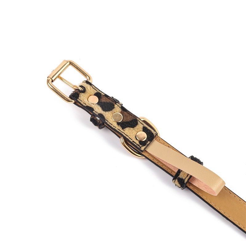 Leopard Print Adjustable PU Pet Collar