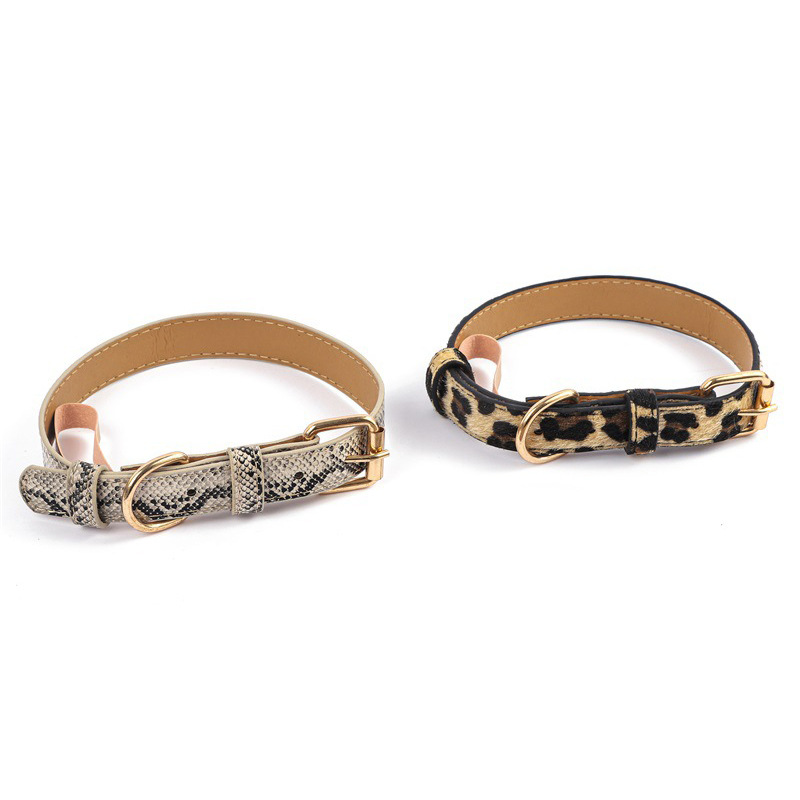 Leopard Print Adjustable PU Pet Collar