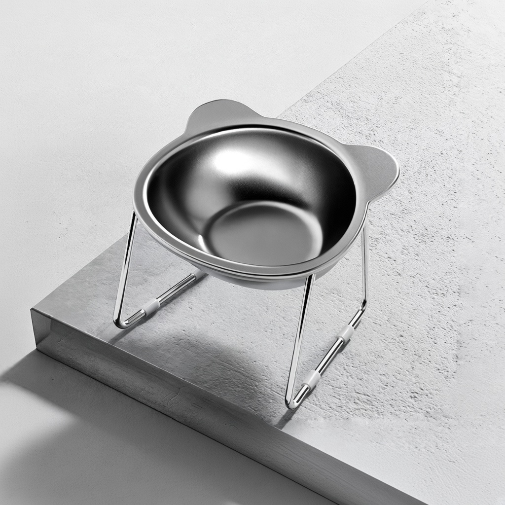 Elevated Stainless Steel Panda Pet Bowl