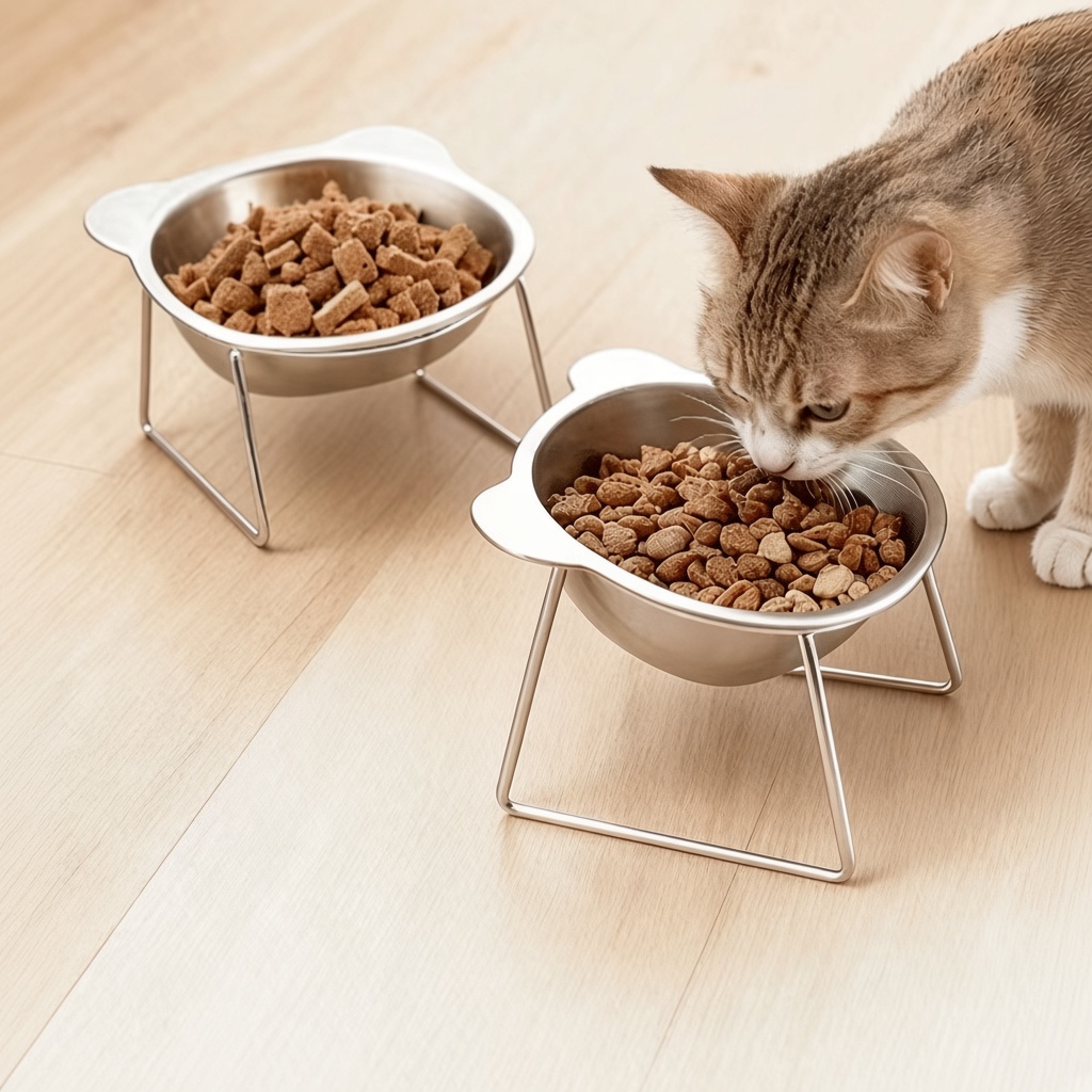 Elevated Stainless Steel Panda Pet Bowl