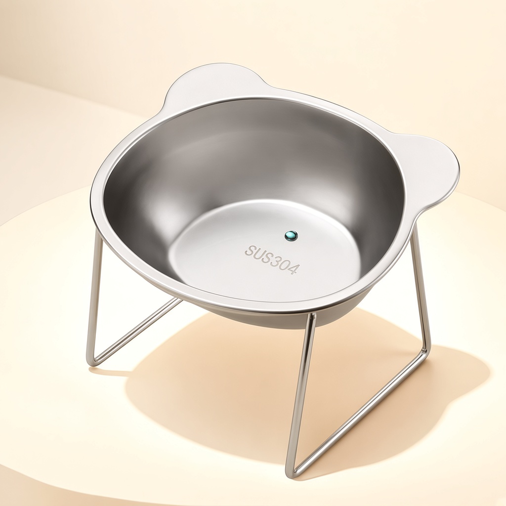 Elevated Stainless Steel Panda Pet Bowl