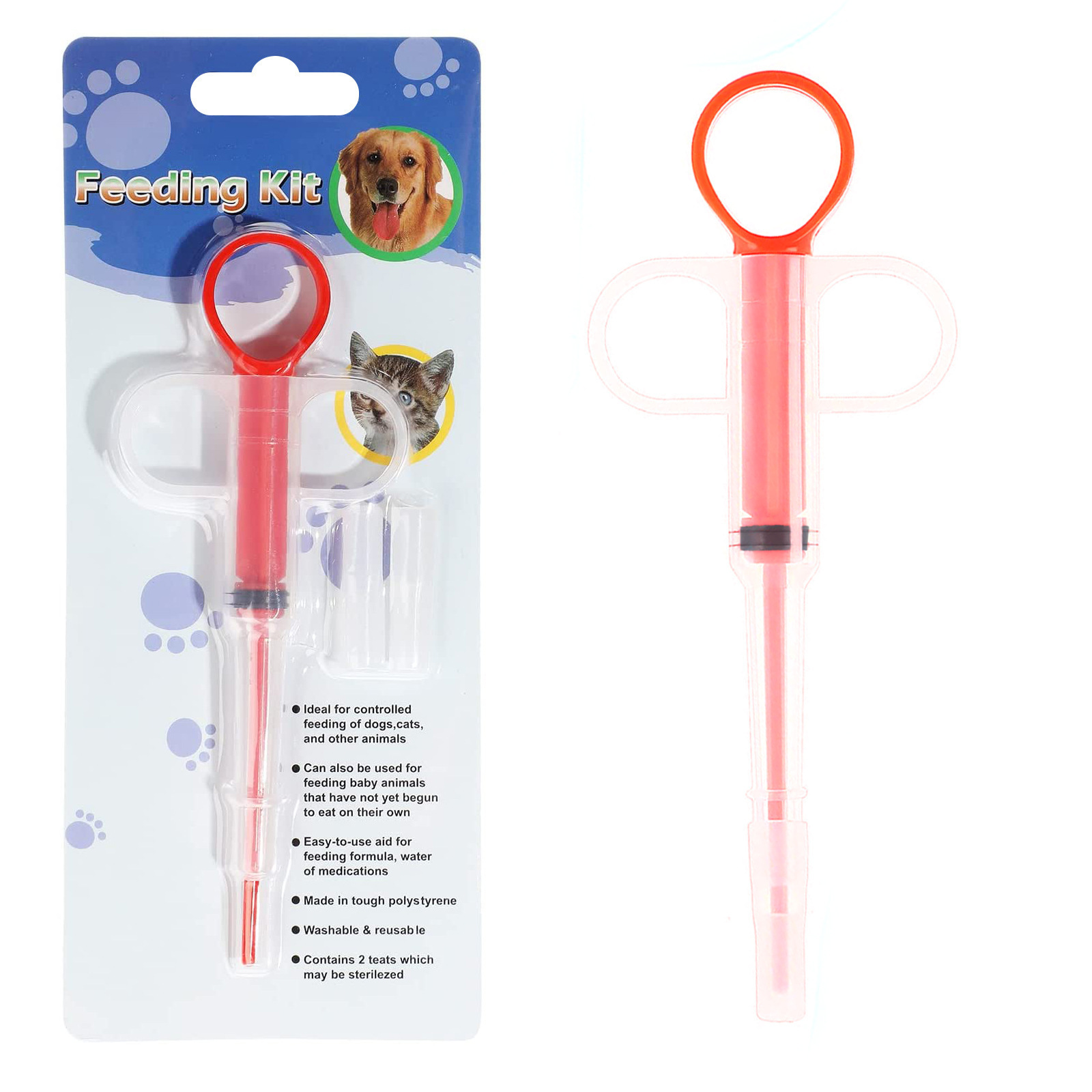 Dual-Tip Pet Medicine Feeder