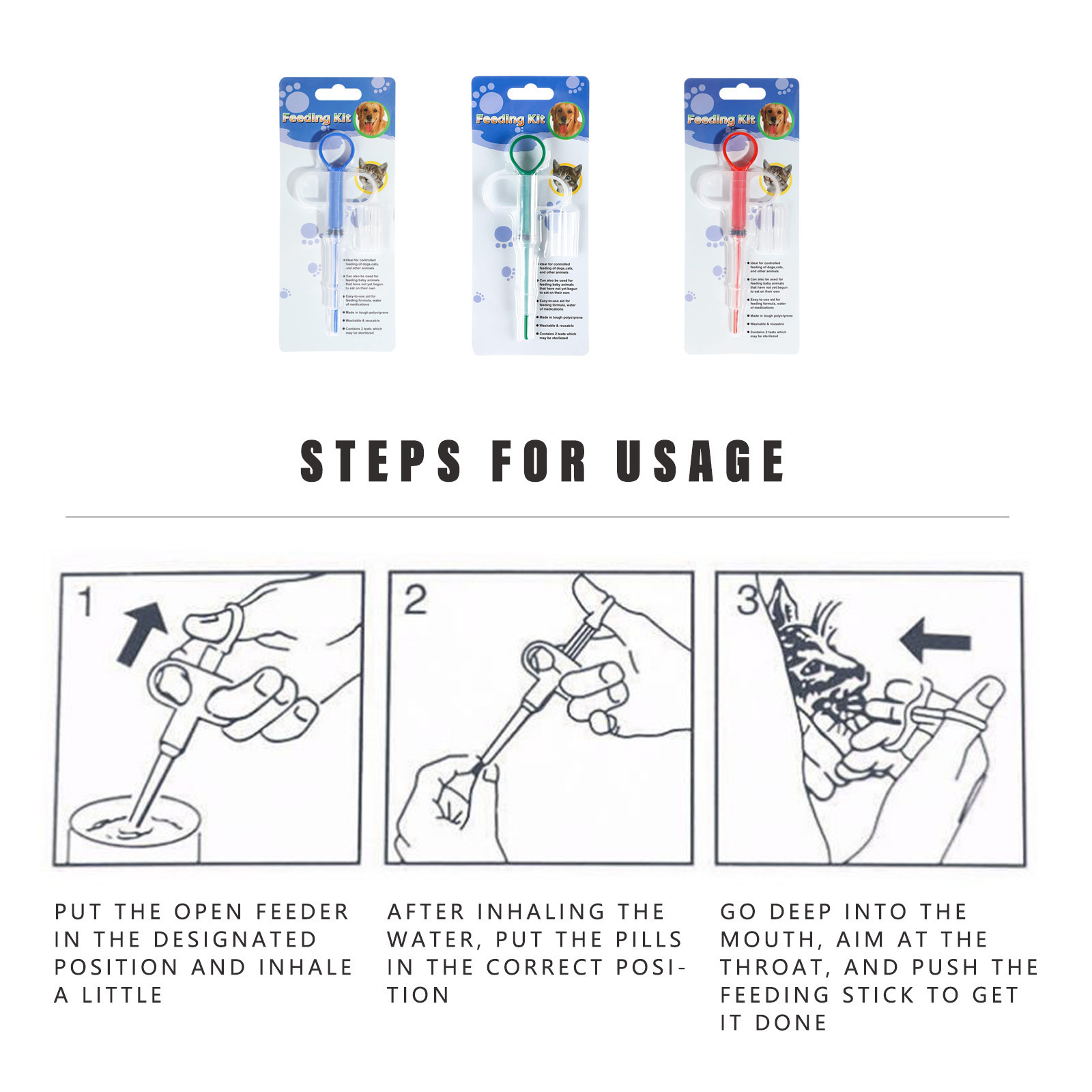 Dual-Tip Pet Medicine Feeder