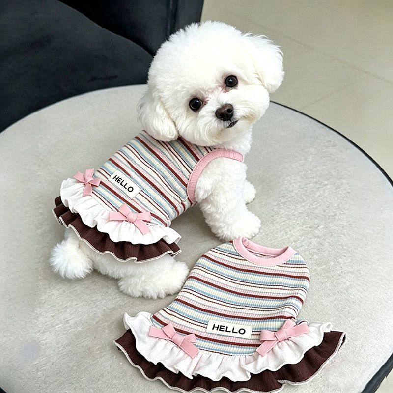 Rainbow Stripe Ruffle Pet Dress