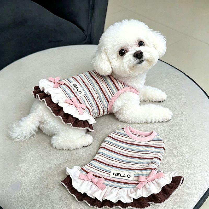 Rainbow Stripe Ruffle Pet Dress