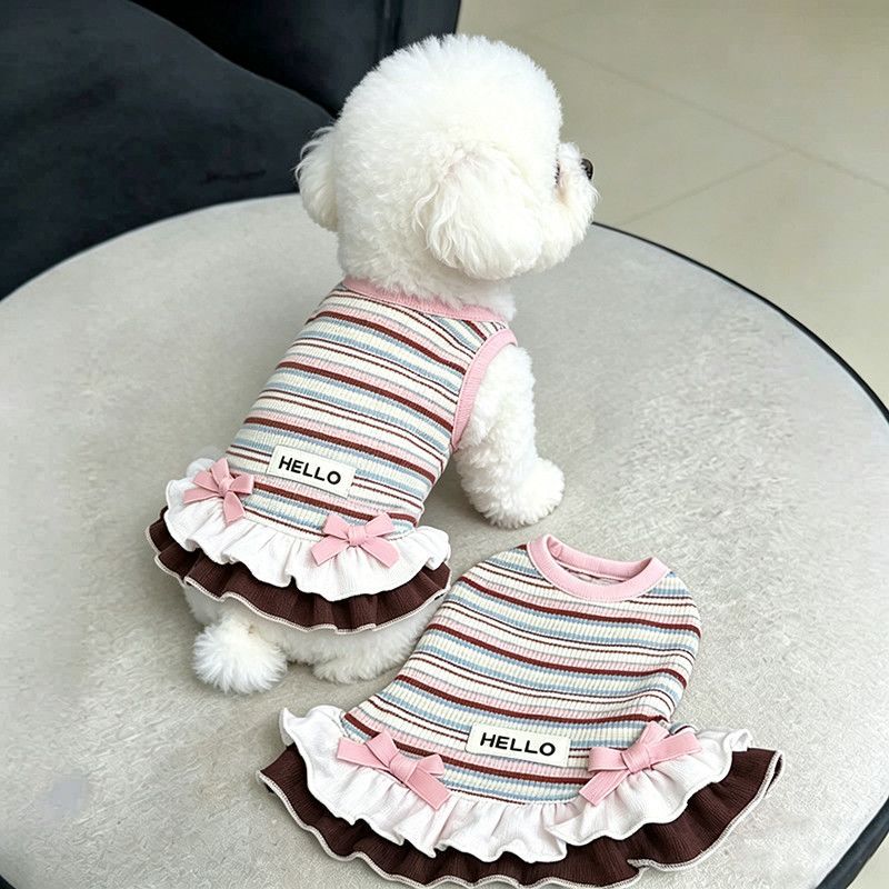 Rainbow Stripe Ruffle Pet Dress