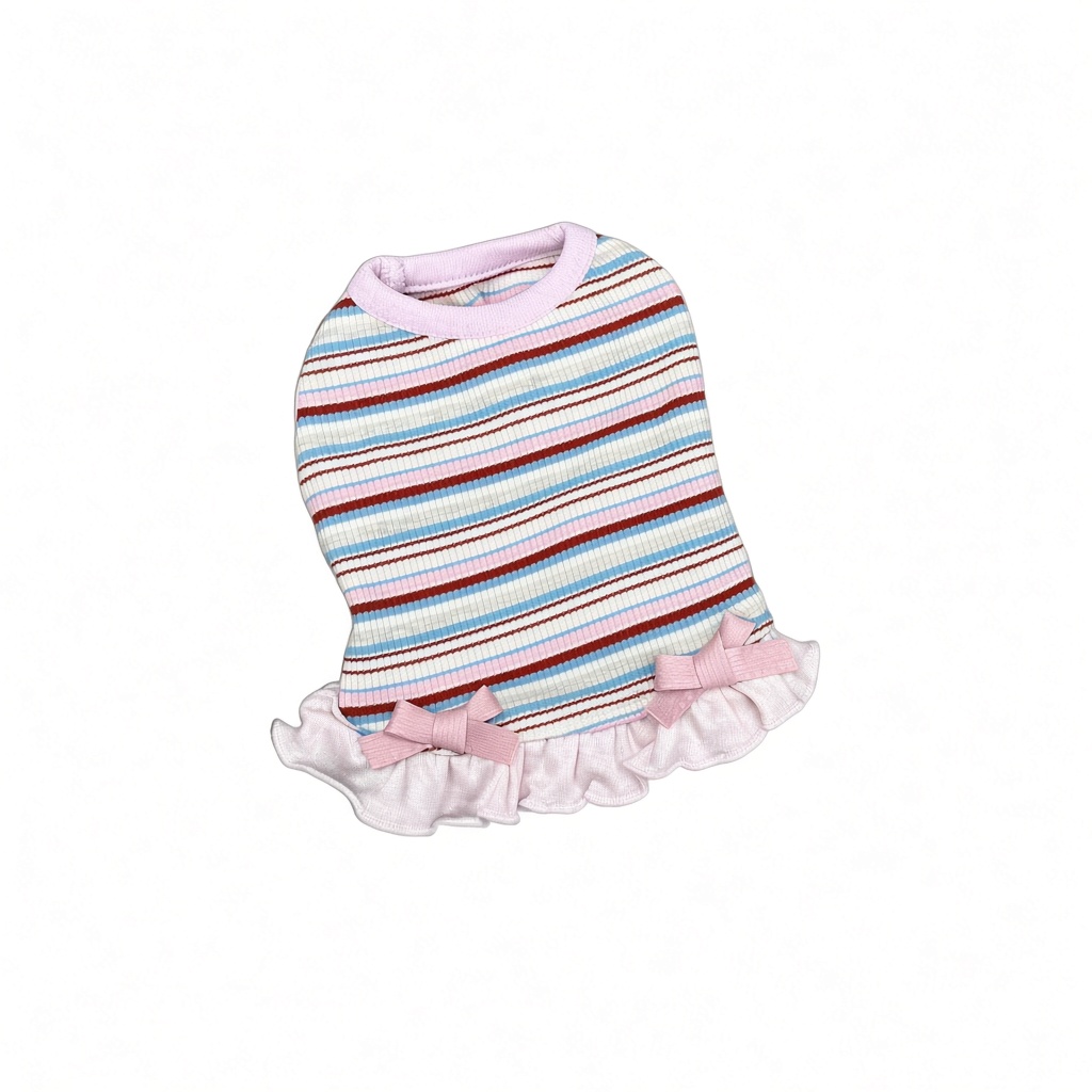 Rainbow Stripe Ruffle Pet Dress