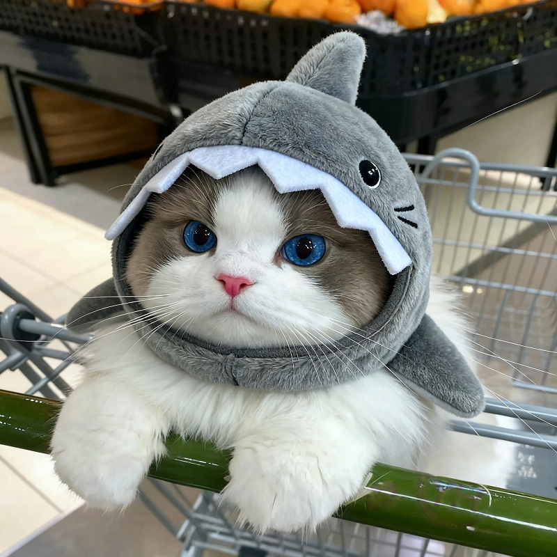 Plush Shark Pet Hood