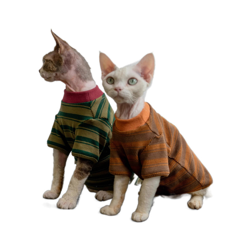Waffle Stripe Mock-Neck Cat Tee