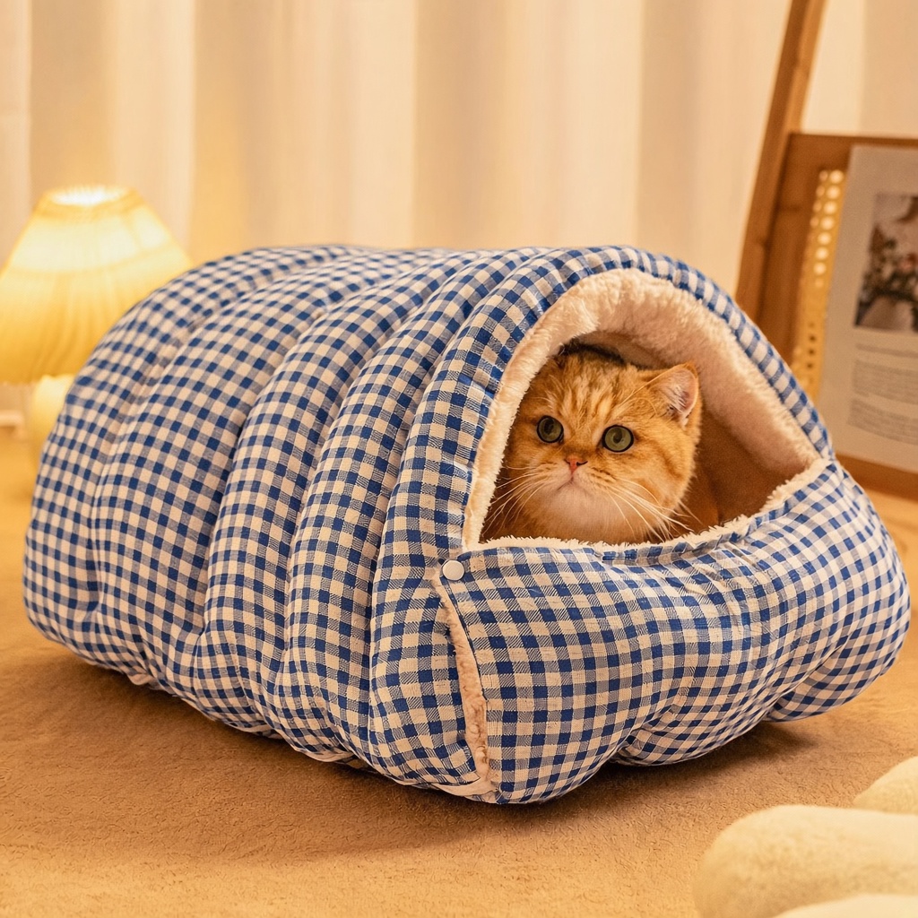 Caterpillar Enclosed Pet Cave Bed