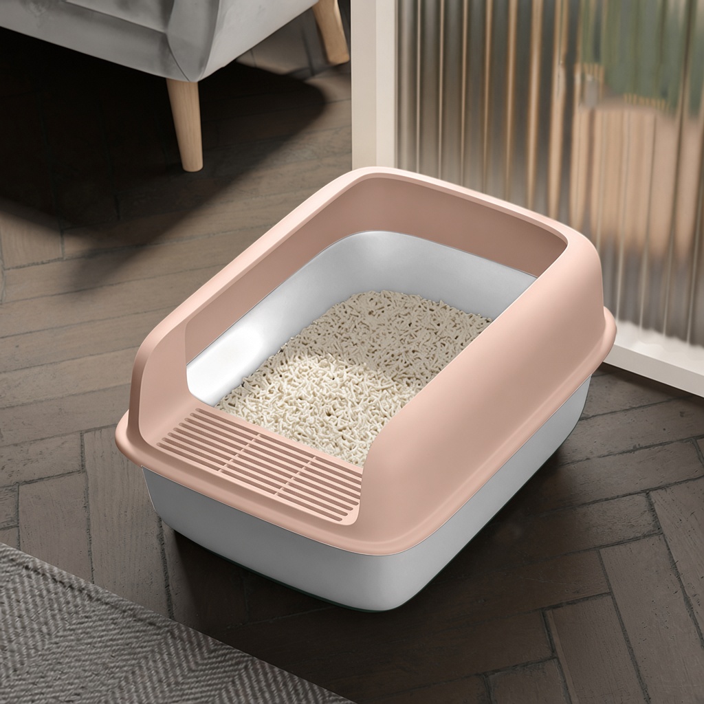 Semi-Enclosed High-Rim Litter Box