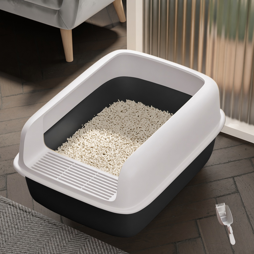 Semi-Enclosed High-Rim Litter Box