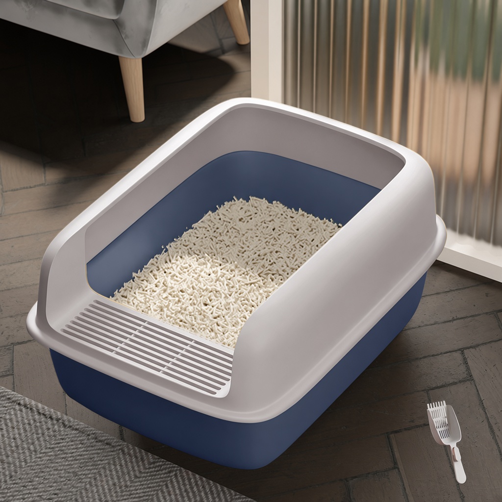 Semi-Enclosed High-Rim Litter Box