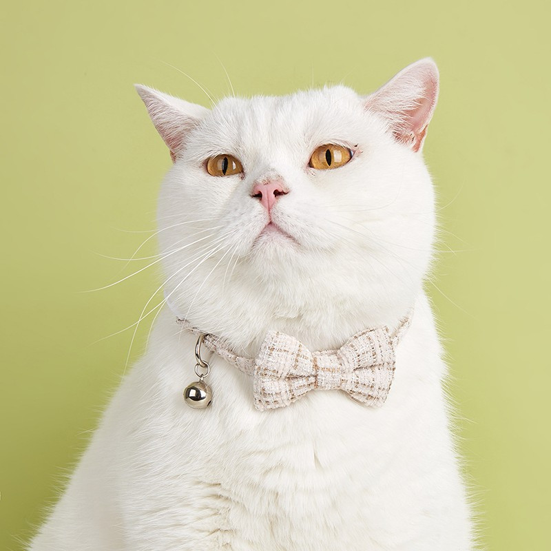 Tweed Bowtie Bell Pet Collar