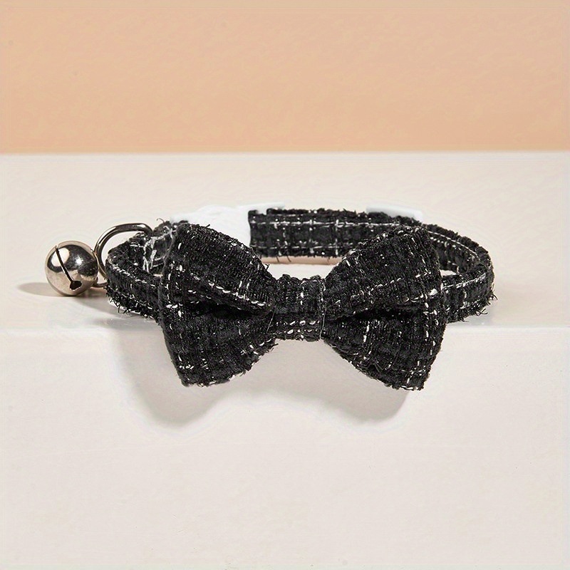Tweed Bowtie Bell Pet Collar