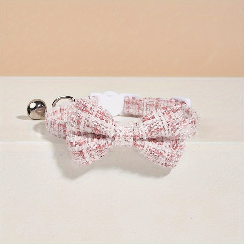 Tweed Bowtie Bell Pet Collar