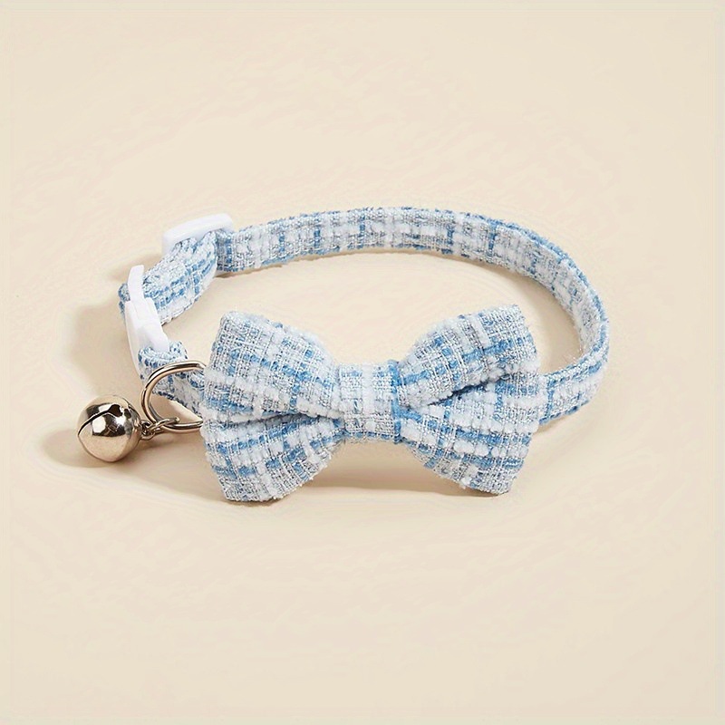 Tweed Bowtie Bell Pet Collar
