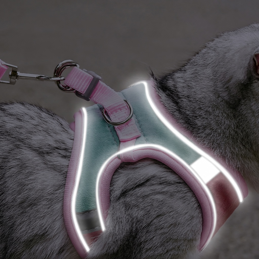Reflective Vest-Style Cat Harness & Leash